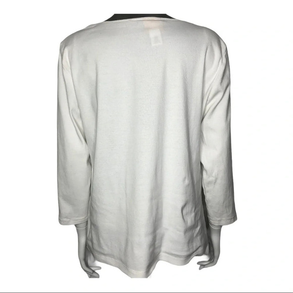 🛍️3/$40 Ruby Rd. White Top Gold Accents Knit Top Size Small - Picture 4 of 4